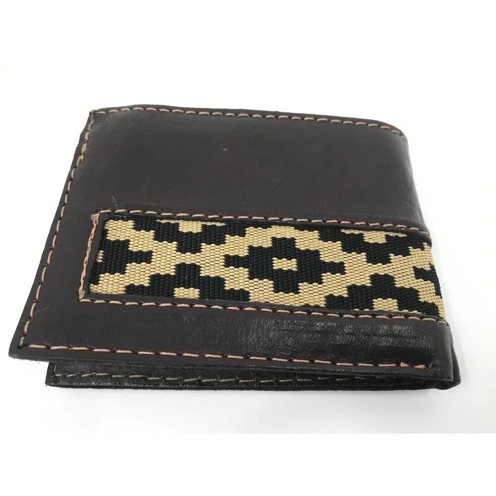 Wallet Leather Wallet Brown Black‎ Beige Credit Card Bifold Leather And Woven